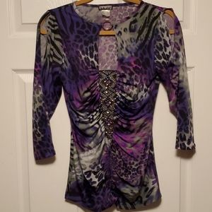 Venus Cold Shoulder Animal Print Blouse